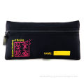 Oem Fancy Black Color Large Printing Neoprene Pencil Case With Zipper / Pouch For Women